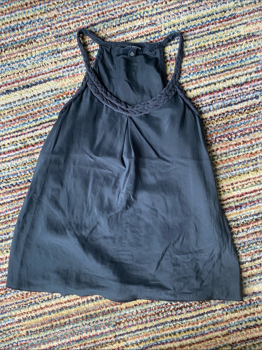 Banana Republic Black Braided Strap Camisole in black silk